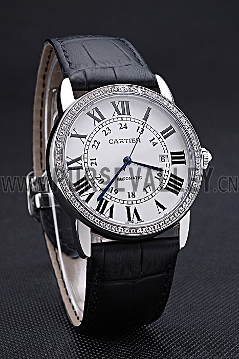 Swiss Cartier Ronde Solo Stainless Steel Diamond Case White Dial Roman Numerals 622195