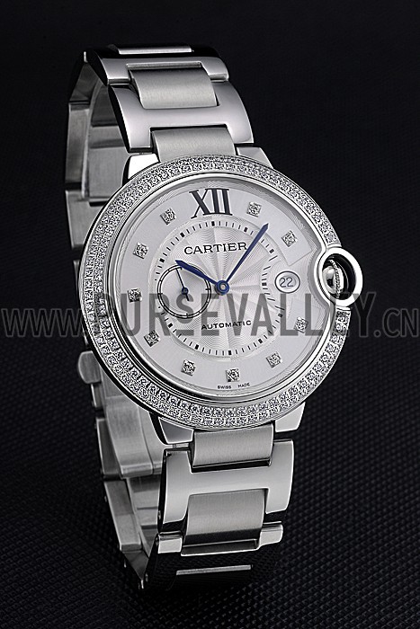 Swiss Cartier Ballon Bleu Diamond Case White Dial Stainless Steel Bracelet 622673