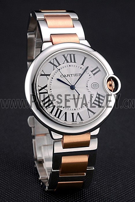 Swiss Cartier Ballon Bleu 42mm Silver Dial Stainless Steel Case Two Tone Rose Gold Bracelet 622875