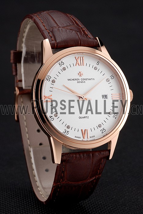 Vacheron Constantin Patrimony Chronometre Royal White Dial Rose Gold Case Brown Leather Strap