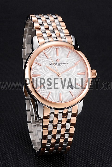 Vacheron Constantin Patrimony Silver Dial Rose Gold Case Two Tone Bracelet 62292