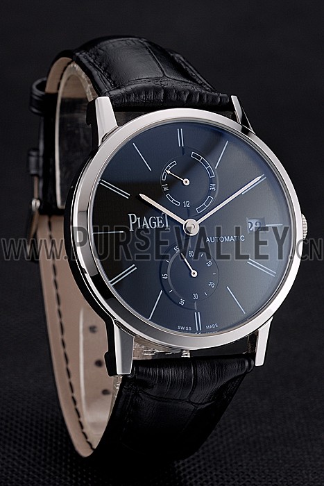Piaget Altiplano Date Black Dial Stainless Steel Case Black Leather Strap