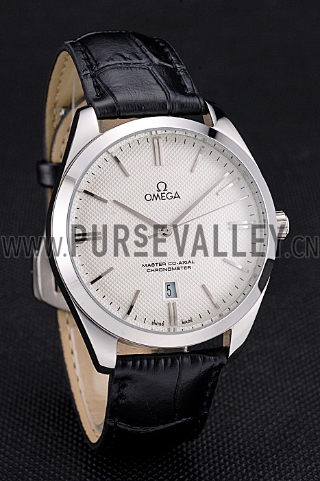 Omega Tresor Master Co-Axial White Dial Stainless Steel Case Black Leather Strap