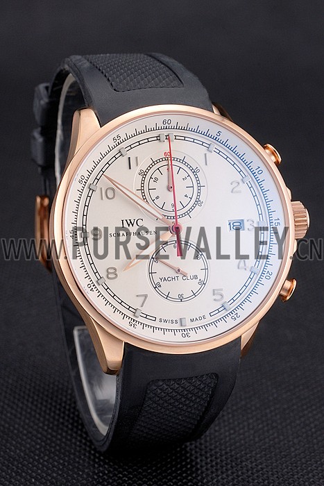 IWC Portugieser Yacht Club White Dial Rose Gold Case Black Rubber Strap