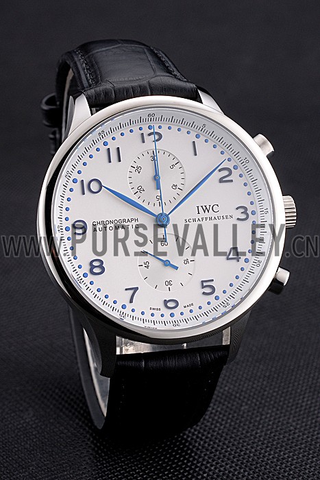 Swiss IWC Portugieser Power Reserve White Dial Stainless Steel Case Black Leather Strap