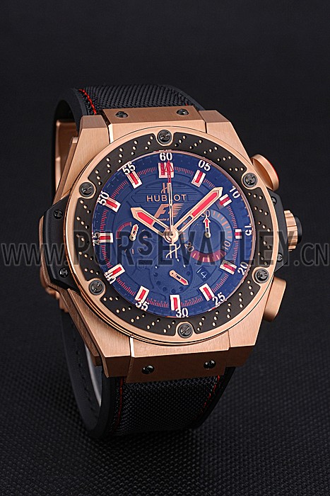 Swiss Hublot Big Bang Limited Edition Formula 1 Black And Red Dial Gold Case Black Strap 62287