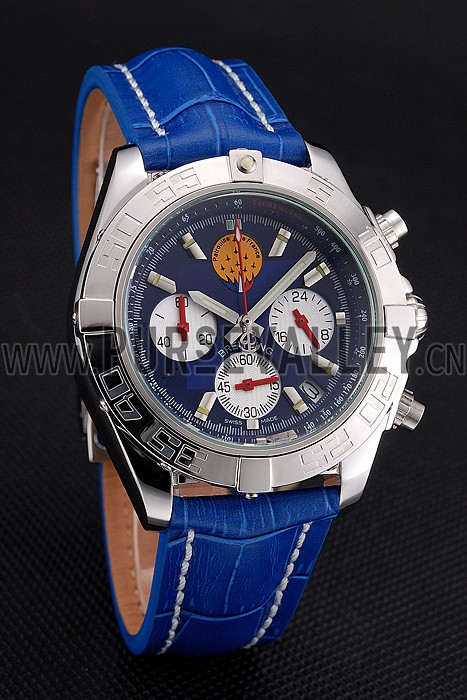 Breitling Chronomat Frecce Tricolori Blue Dial Stainless Steel Case Blue Leather Strap