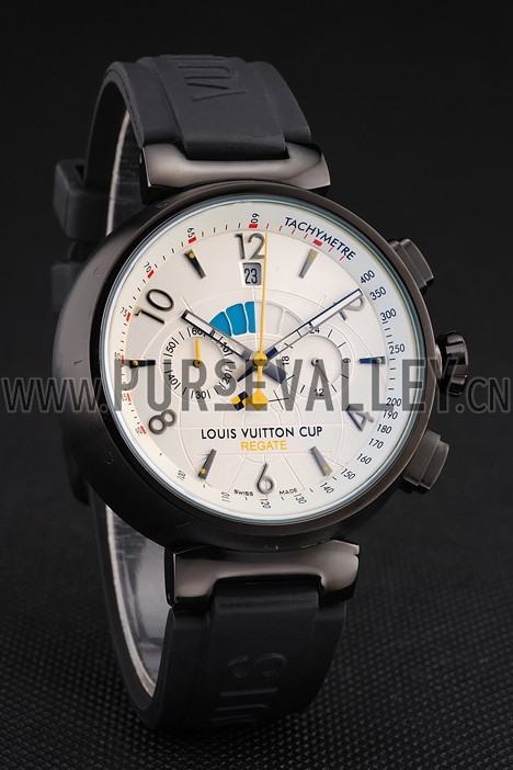 Louis Vuitton Tambour LV Cup Regate White Dial Black PVD Case Black Rubber Strap