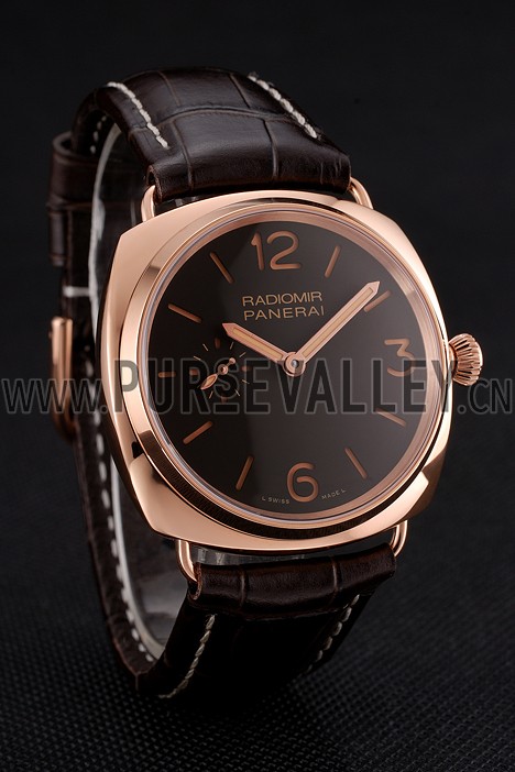 Swiss Panerai Radiomir Oro Rosso Brown Dial Rose Gold Case Brown Leather Strap