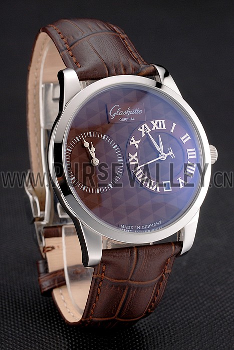 Glashutte Original Brown Dial Stainless Steel Case Brown Leather Strap