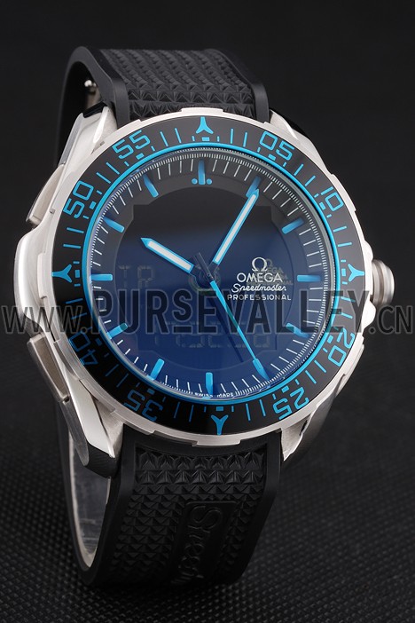 Omega Speedmaster Skywalker X-33 Black Dial Blue On Black Bezel Stainless Steel Black Rubber Strap