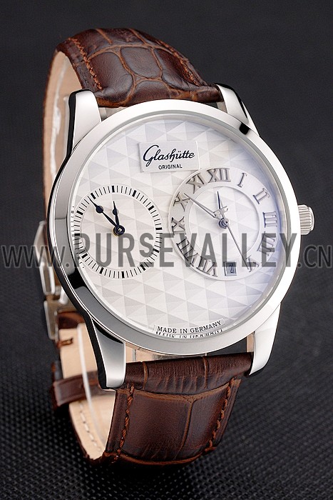 Glashutte Original Silver Dial Stainless Steel Case Brown Leather Strap