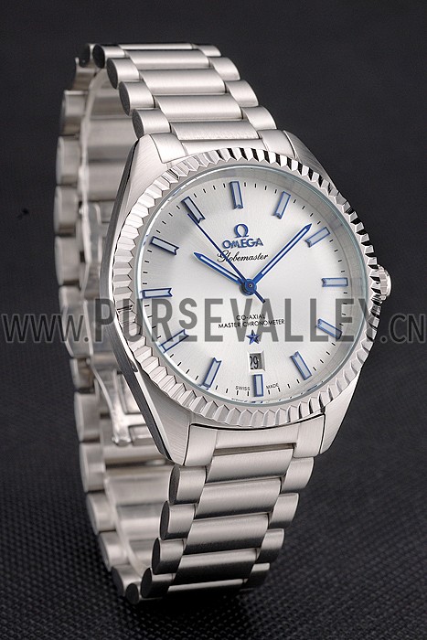 Omega Globemaster Silver Dial Blue Hands Stainless Steel Case And Bracelet