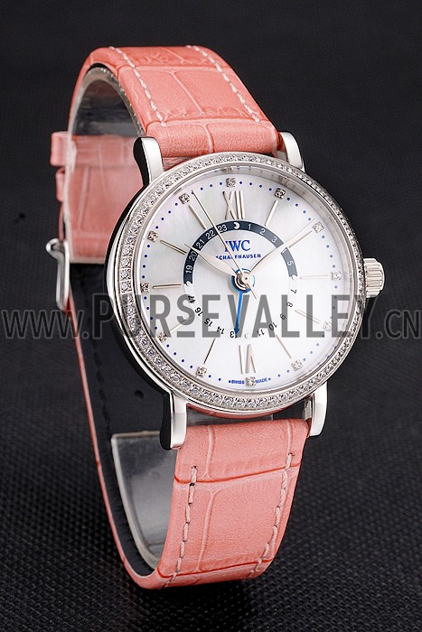IWC Portofino Day And Night White Dial Stainless Steel Case Pink Leather Strap
