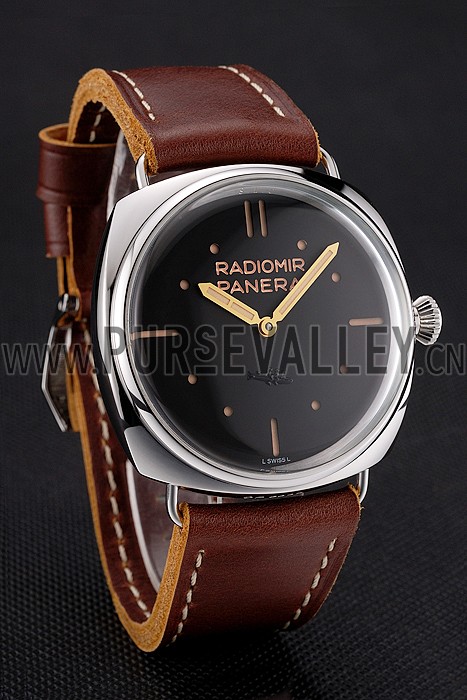 Panerai Radiomir Vintage SLC PAM425 Black Dial Stainless Steel Case Brown Leather Strap