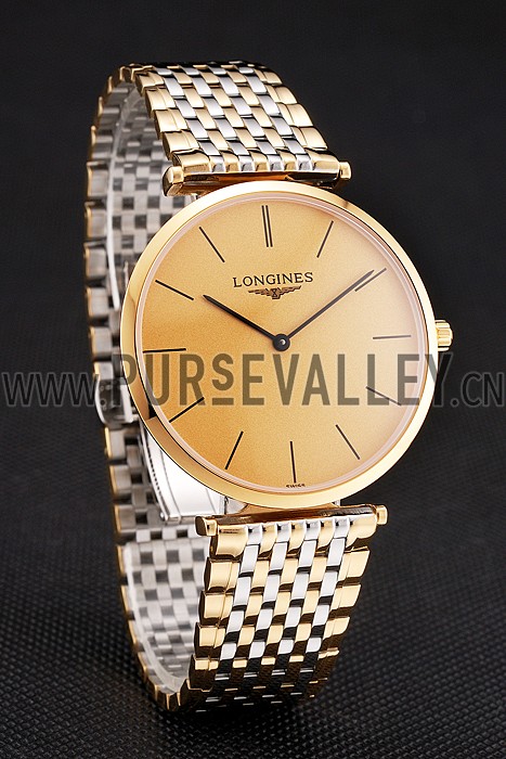Swiss Longines Grande Classique Gold Dial Gold Case Two Tone Bracelet
