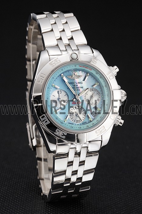 Breitling Chronomat Quartz Light Blue Dial Stainless Steel Case And Bracelet