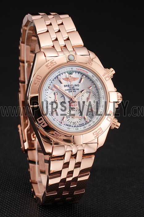 Breitling Chronomat Quartz Pearl Dial Rose Gold Case And Bracelet