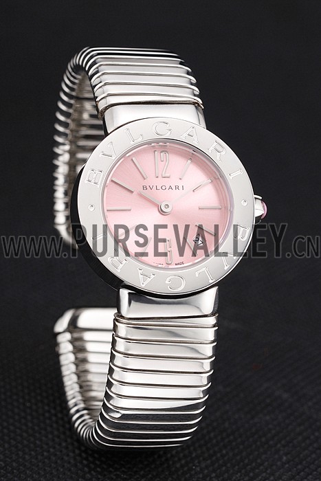 Bvlgari Bvlgari Pink Dial Stainless Steel Case And Tubogas Bracelet