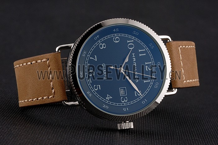 Hamilton Navy Pioneer Black Dial Stainless Steel Case Light Brown Leather Strap
