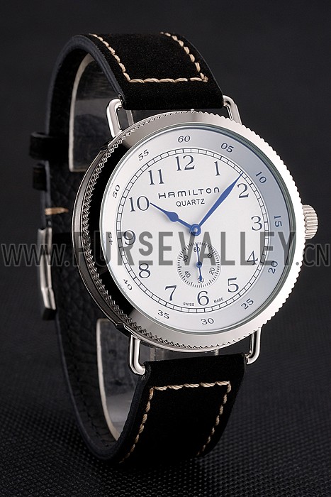 Hamilton Navy Pioneer Small Second White Dial Stainless Steel Case Black Leather Strap