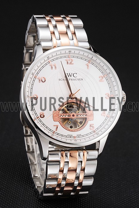 IWC Portugieser Tourbillon White Dial Stainless Steel Case Two Tone Steel Rose Gold Bracelet