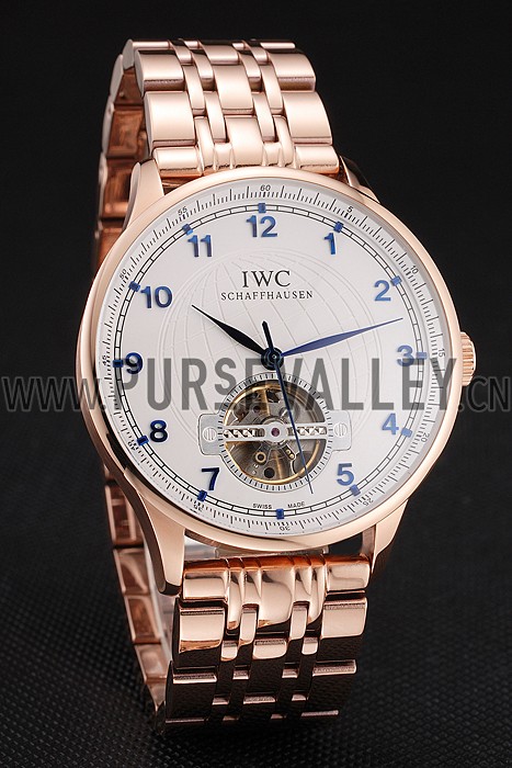 IWC Portugieser Tourbillon White Dial Blue Numerals Rose Gold Case And Bracelet