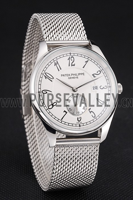 Patek Philippe Calatrava Small Seconds White Dial Stainless Steel Case And Bracelet