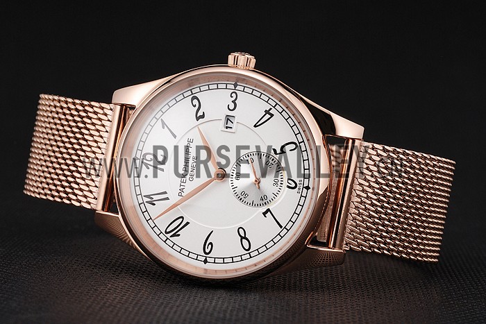 Patek Philippe Calatrava Small Seconds White Dial Rose Gold Case And Bracelet