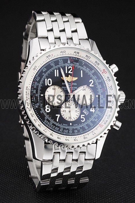 Breitling Navitimer Black Dial White Subdials Stainless Steel Case And Bracelet