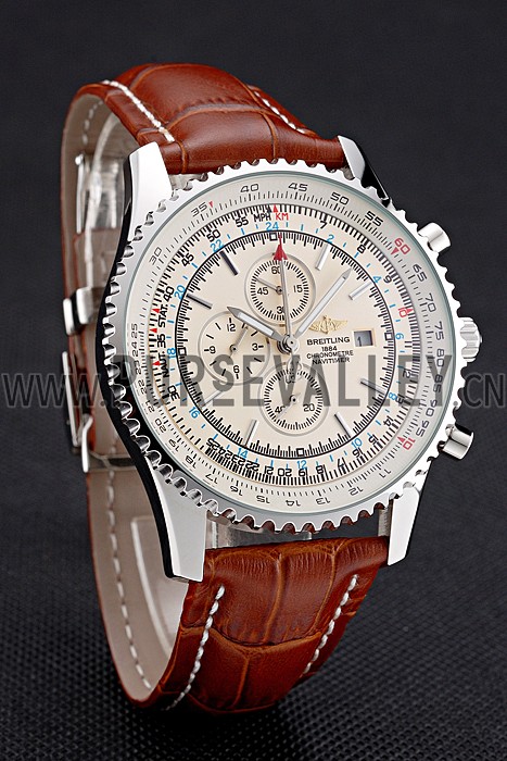 Breitling Navitimer World White Dial Brown Leather Bracelet 622514