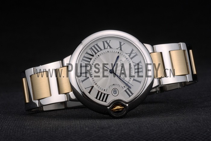 Cartier Ballon Bleu 42mm White Dial Stainless Steel Case Two Tone Gold Bracelet