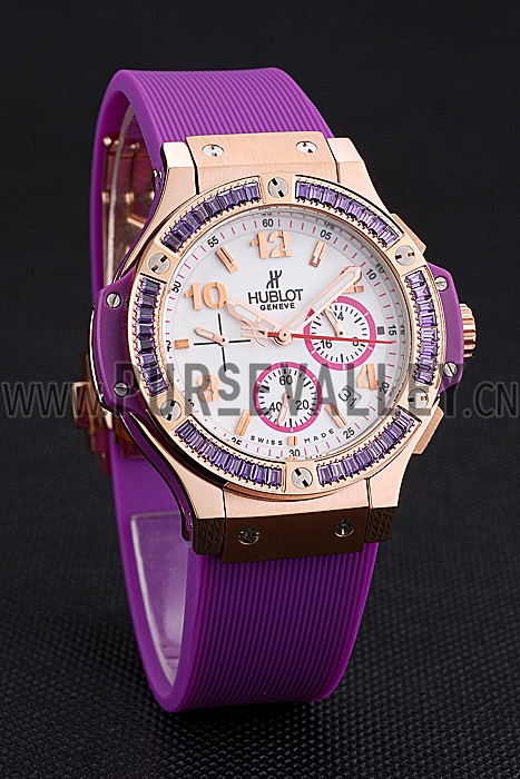 Hublot Big Bang Tutti Frutti Purple Strap Gold Dial