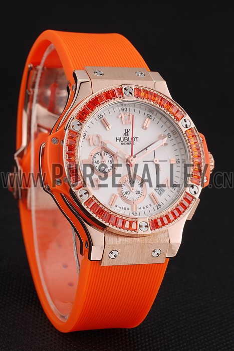 Hublot Big Bang Tutti Frutti Orange Strap Gold Dial