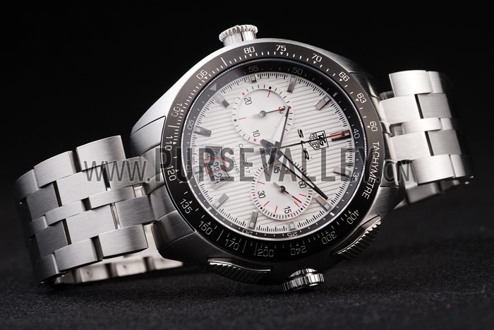 Tag Heuer Swiss SLR Tachymeter Bezel Stainless Steel White Dial