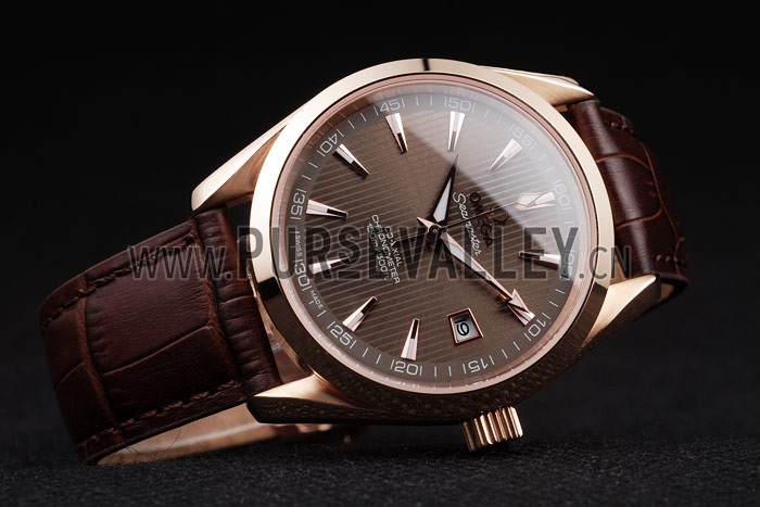 Omega Swiss Seamaster Railmaster Brown Strap Brown Striped Dial