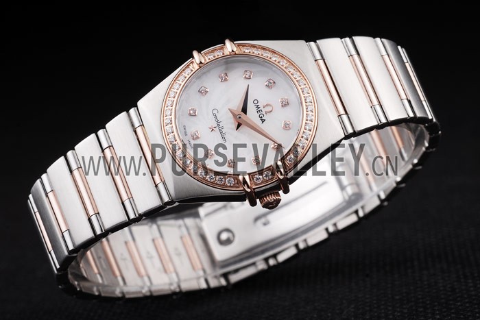 Omega Swiss Constellation Jewelry Diamond Case Radial Emblem White Dial