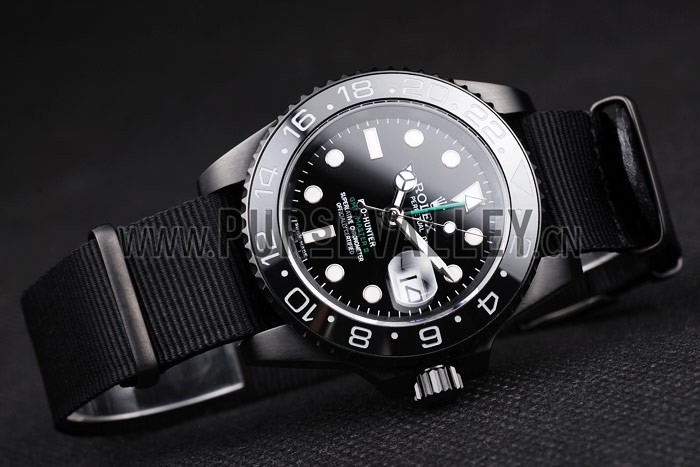 Rolex Swiss GMT Master II Pro-Hunter Black Fabric Strap Black Dial