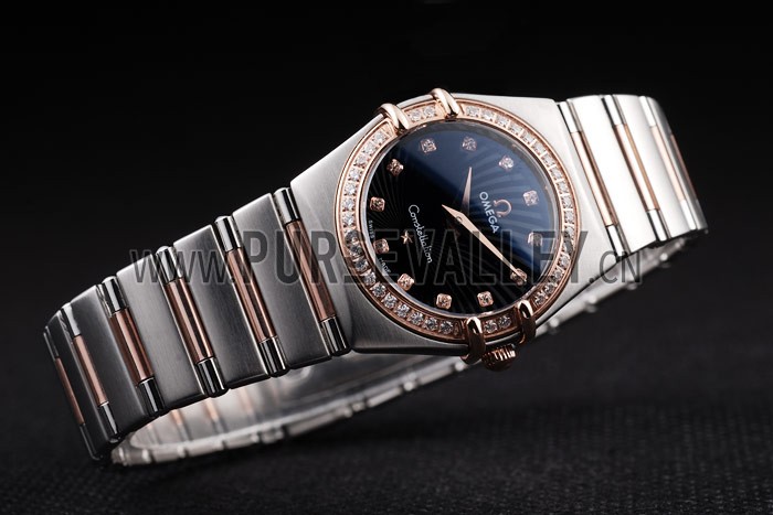 Omega Swiss Constellation Jewelry Diamond Case Radial Emblem Black Dial 98113