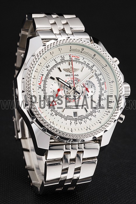 Breitling Bentley Chronograph White Dial Stainless Steel Strap