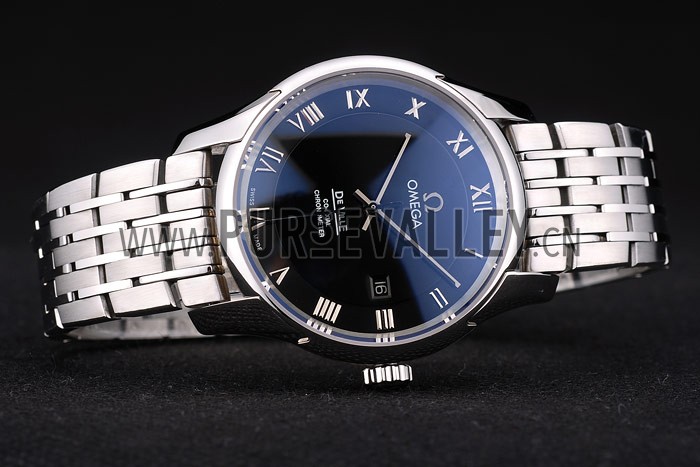Omega Swiss DeVille Stainless Steel Bezel Roman Numbers Black Dial 7613