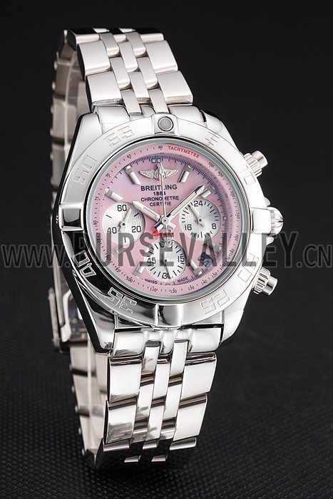 Breitling Chronomat Quartz Pink Dial Stainless Steel Case And Bracelet