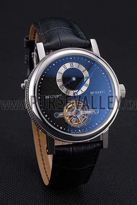Breguet Classique Complications Stainless Steel Case Black Leather Strap 80158