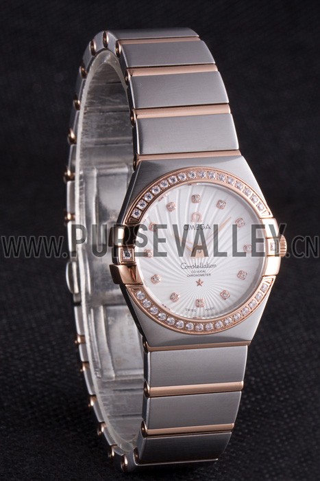 Omega Constellation Rose Gold Diamond Bezel Two Tone Band 621487