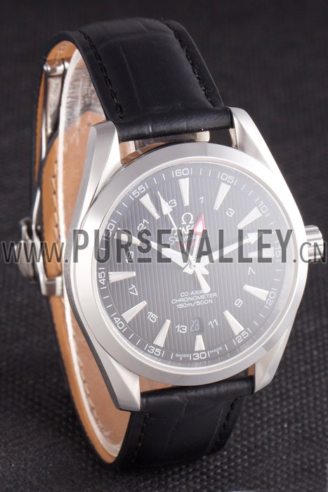 Omega Seamaster Black Dial with Black Leather Band 621574