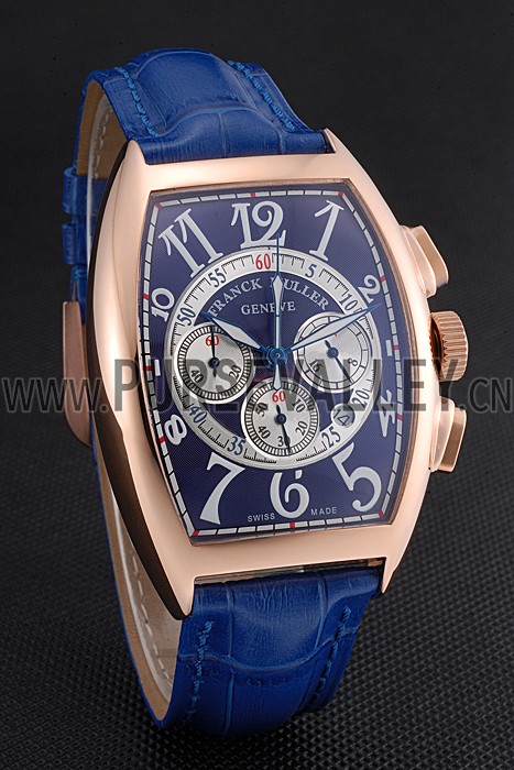 Franck Muller Casablanca Blue Croco Leather Strap Blue Dial 80278