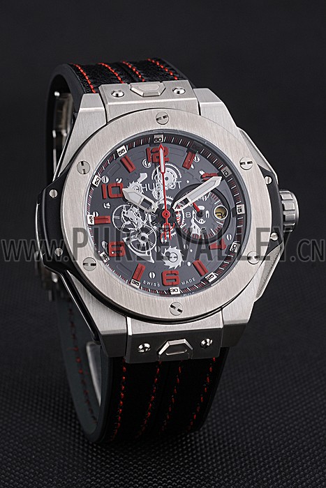 Hublot Big Bang Ferrari Black Dial Stainless Steel Case And Bezel Black Leather Strap 622768