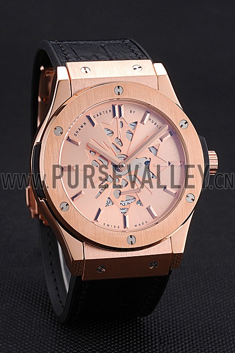 Hublot Classic Fusion Shawn Carter Gold Case Black Leather Strap 622818