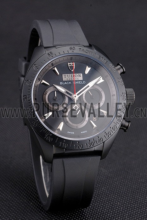 Tudor Fastrider Black Shield Black Dial Silver Markings Black Case Black Rubber Strap