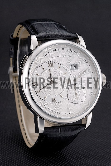 A. Lange & Sohne Lange 1 White Dial Stainless Steel Case Black Leather Strap